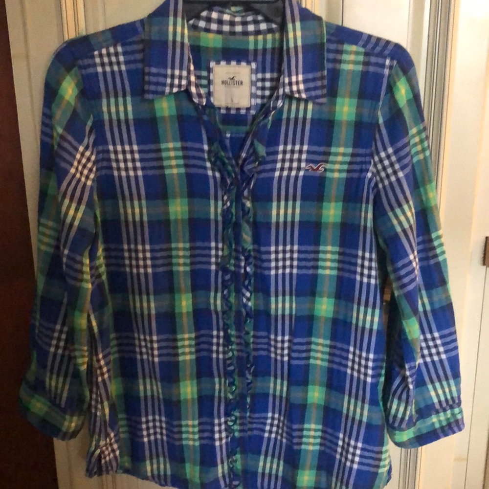Hollister plaid top size large